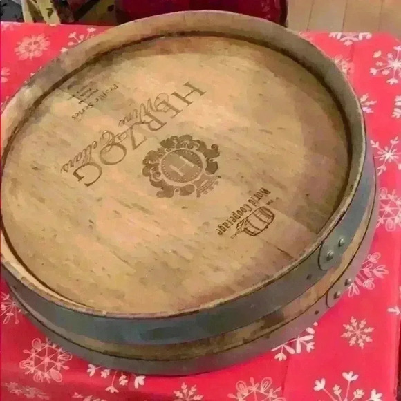 Handmade Lazy Susan Wine Barrel top - Picture 2 of 5